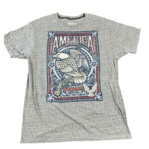 Spirit of America Patriotic‎ Eagle Liberty Graphic T-Shirt Mens Gray L